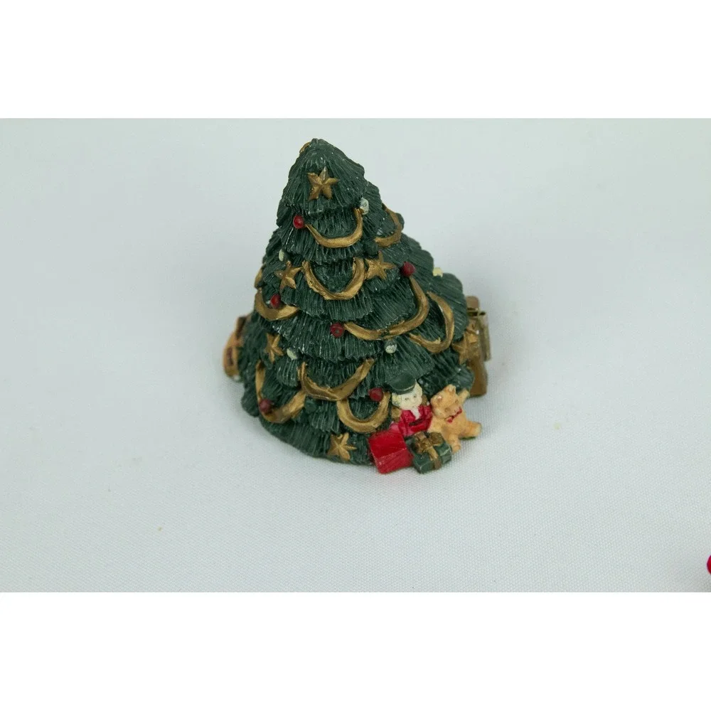 Vintage Christmas Ornament Lot Hinged Resin Tree Bird Clips Cross Stitch 1993